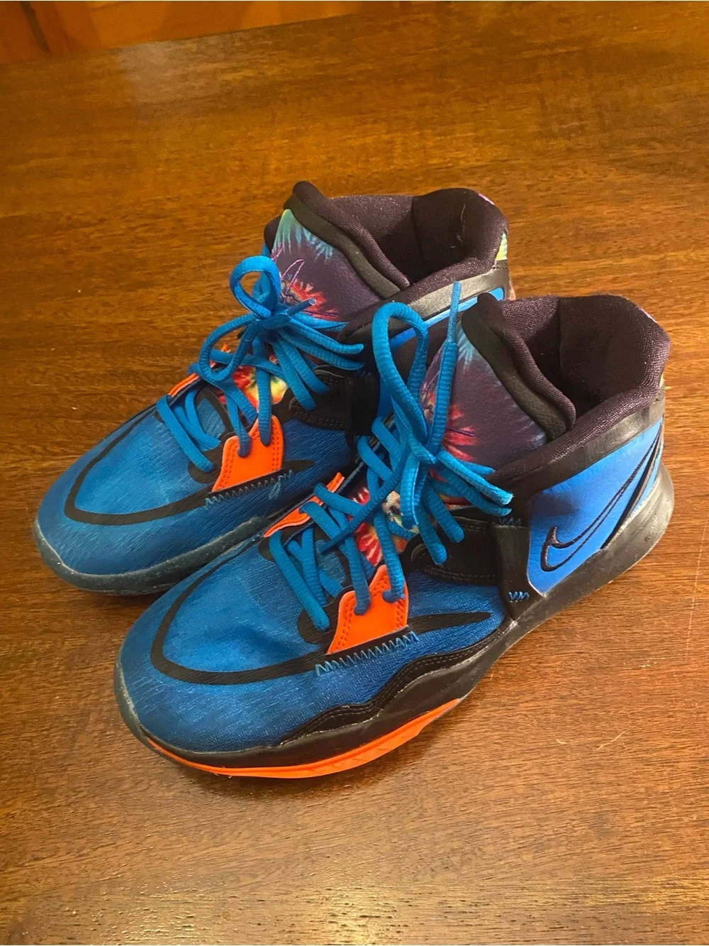 Nike Kyrie Youth 7Y Basketball Mid Top Sneakers Blue Black Orange DM3894-410